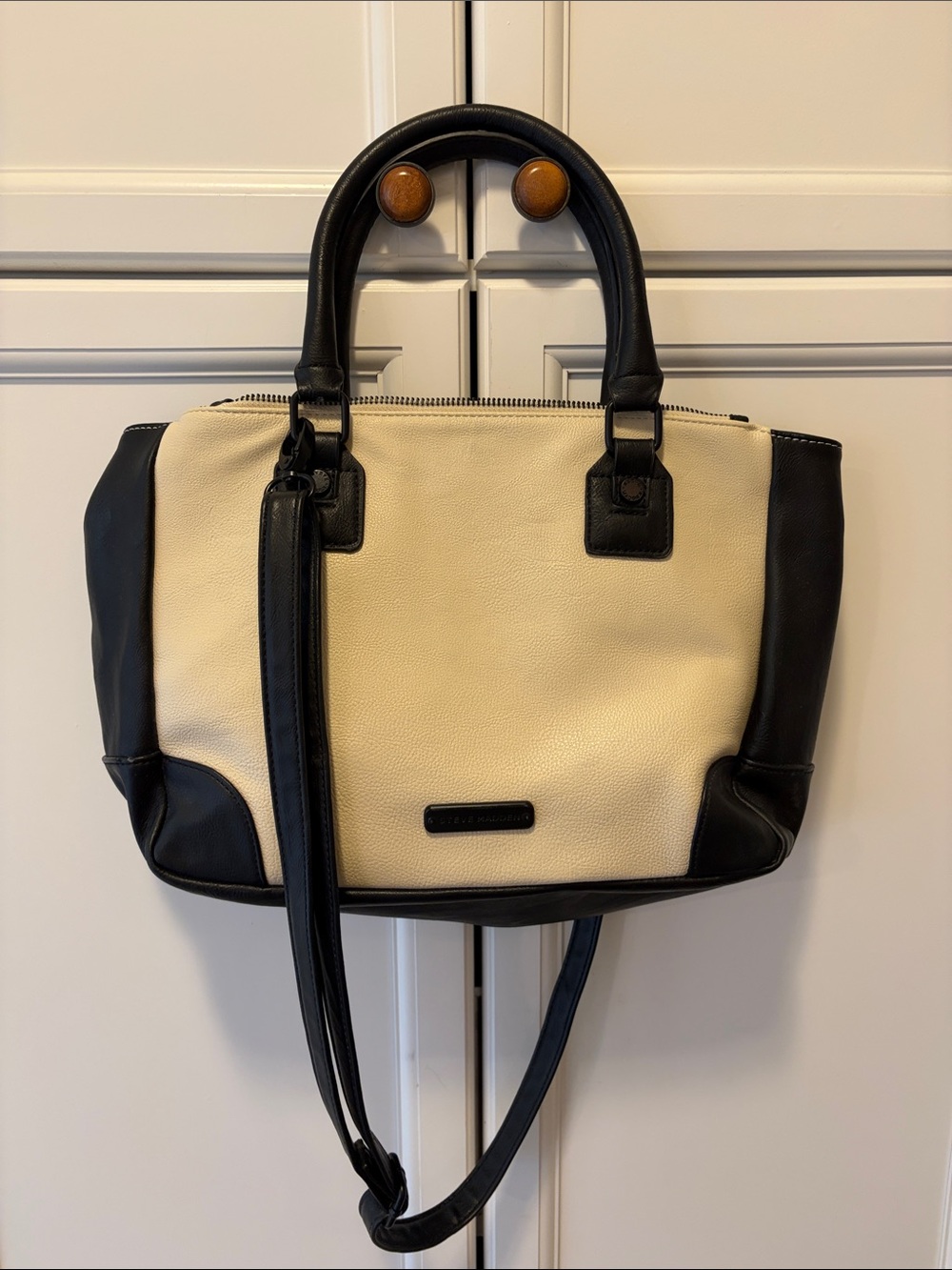 Steve Madden Black & Cream Structured Tote Handbag - Never used Women Bags
